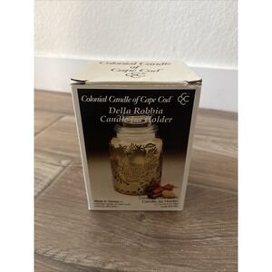 Colonial Candle Of Cape Cod Della Robbia Candle Jar Holder‎ Metal Brass Finish